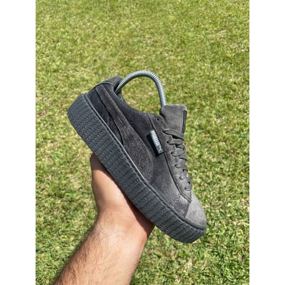 PUMA Rihanna Womens Size 7.5 Shoes Leather Suede Black Gray Low Top 364466 03